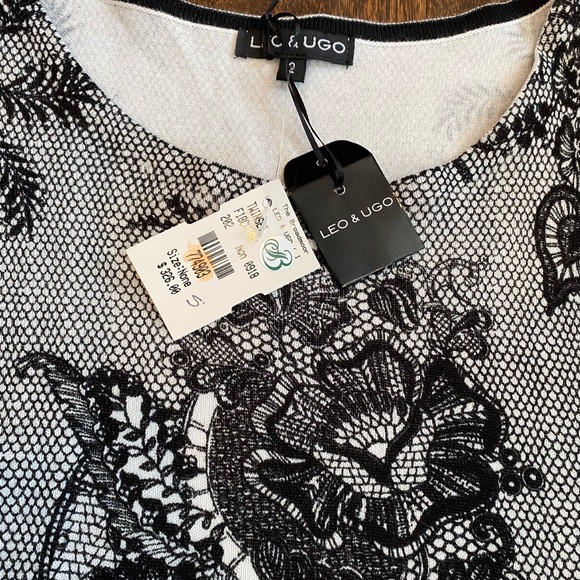 NWT Leo & Ugo Paris amazing lace print tee. Size 2- small - Picture 3 of 8